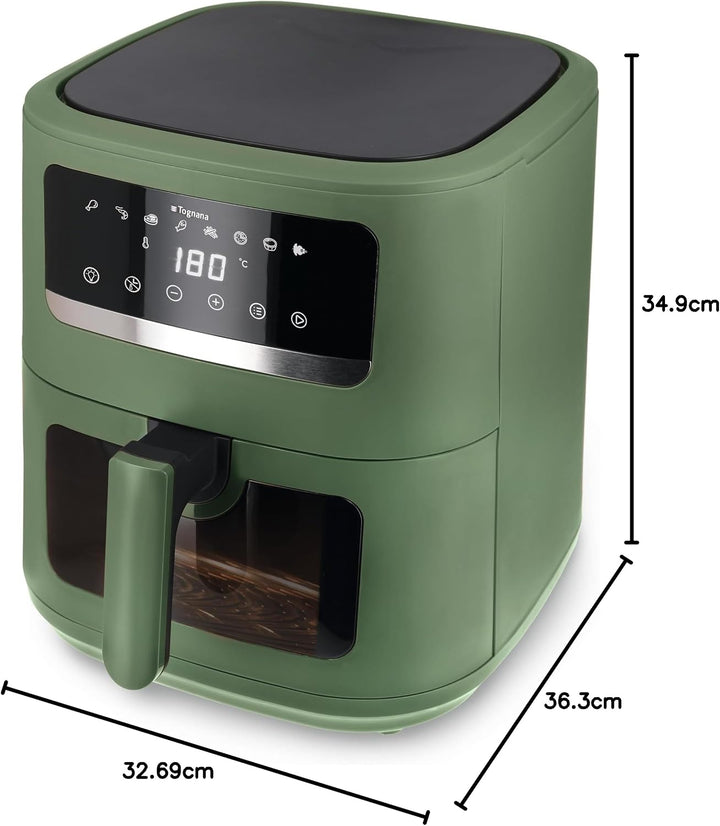 Tognana Iridea, Heissluftfritteuse 8L, doppelte Heizspirale, digitales Display, Timer, 80-200°C, Fen