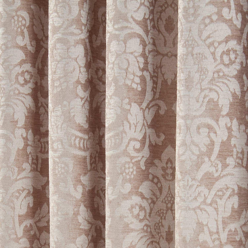 Homescapes Klassischer Samt Jacquard Vorhang Thermovorhang Kräuselband Latte Sand L 182 x B 165 cm F