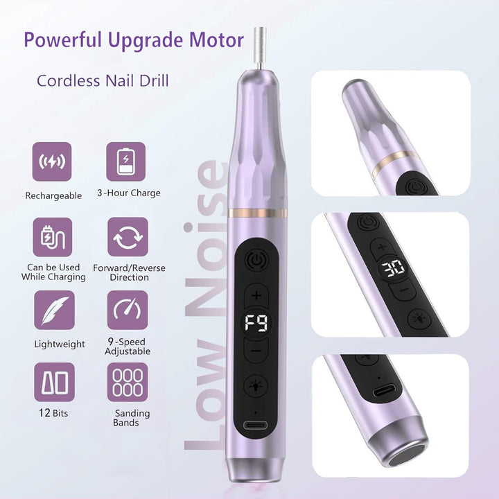 Tragbar Nagelfräser Kabellos 12 in 1 Professionell Elektrische Maniküre Pediküre set USB Wiederaufla
