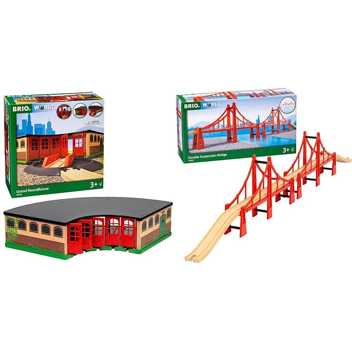 BRIO Eisenbahn Grosser Ringlokschuppen Mit Drehscheibe & World 33683 - Hängebrücke - Eisenbahnzubehö