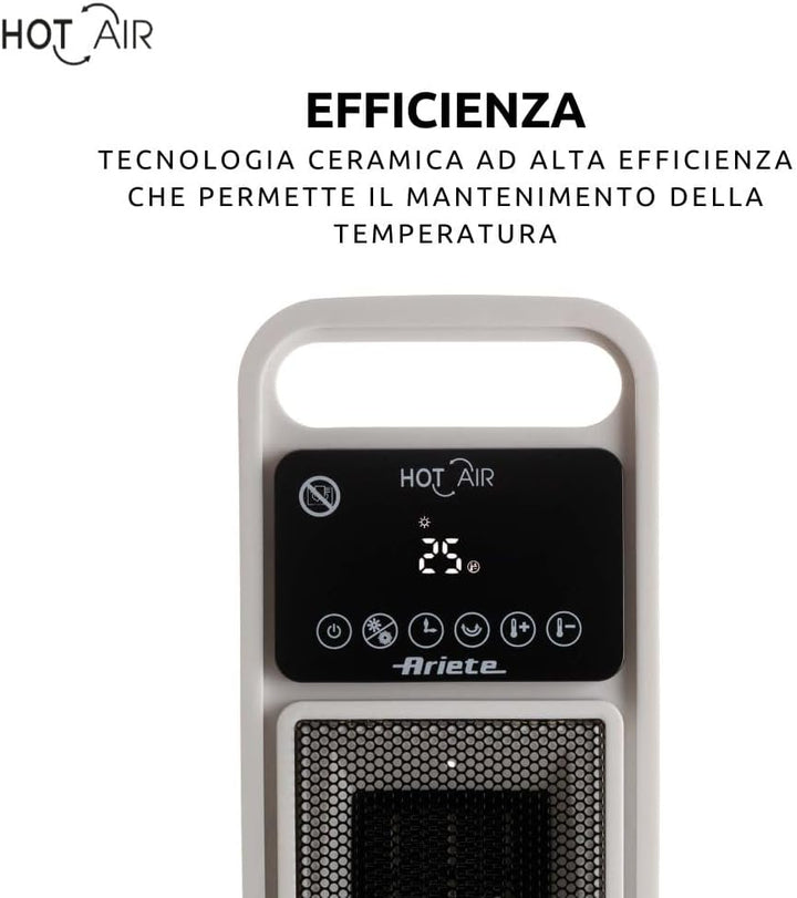 Ariete 8212 Elektrischer Turmheizer, 2000 W, Ventilationsfunktion, Oszillationsfunktion, Timer bis z