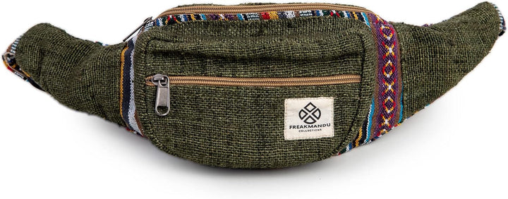 Freakmandu Unisex Hanf Gürteltasche – Fanny Packs, Hüftgürteltasche zum Umhängen, Boho Hippie Stil,