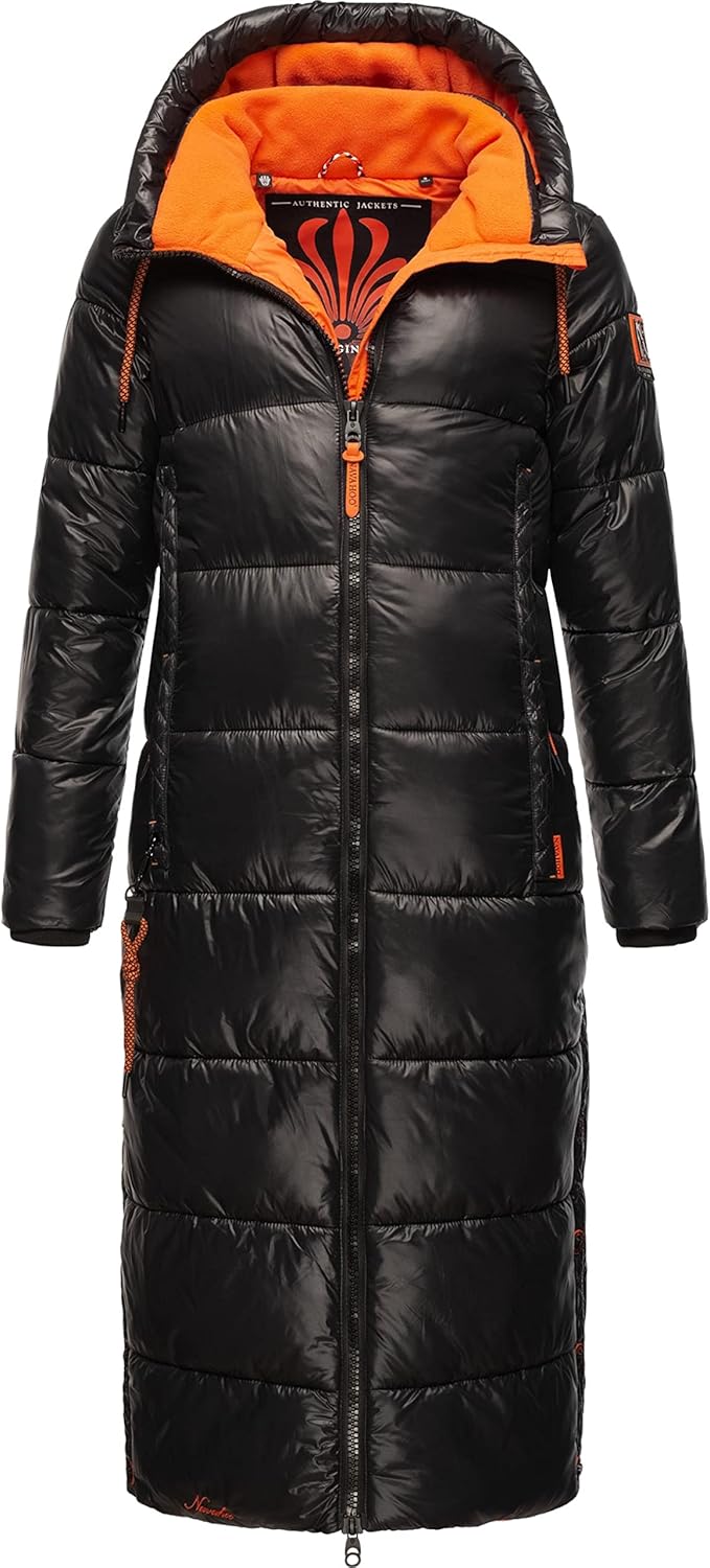Navahoo Damen Warmer Winter Steppmantel mit Kapuze Schmuseengel XS-XXL M Schwarz, M Schwarz