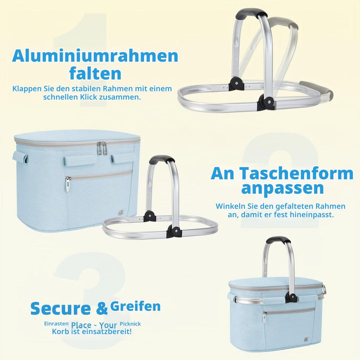 ALLCAMP Faltbar Isoliert Kühltasche - Einkaufskorb Thermo Mit Deckel, Abnehmbarer Picknickkorb 2 Per