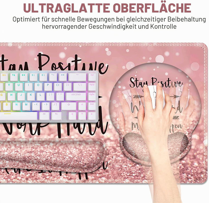 ToLuLu Tischmatte, XXL grosses Mauspad Handgelenkstützen-Set, 4 in1 Gaming-Mauspad Tischpad + ergono