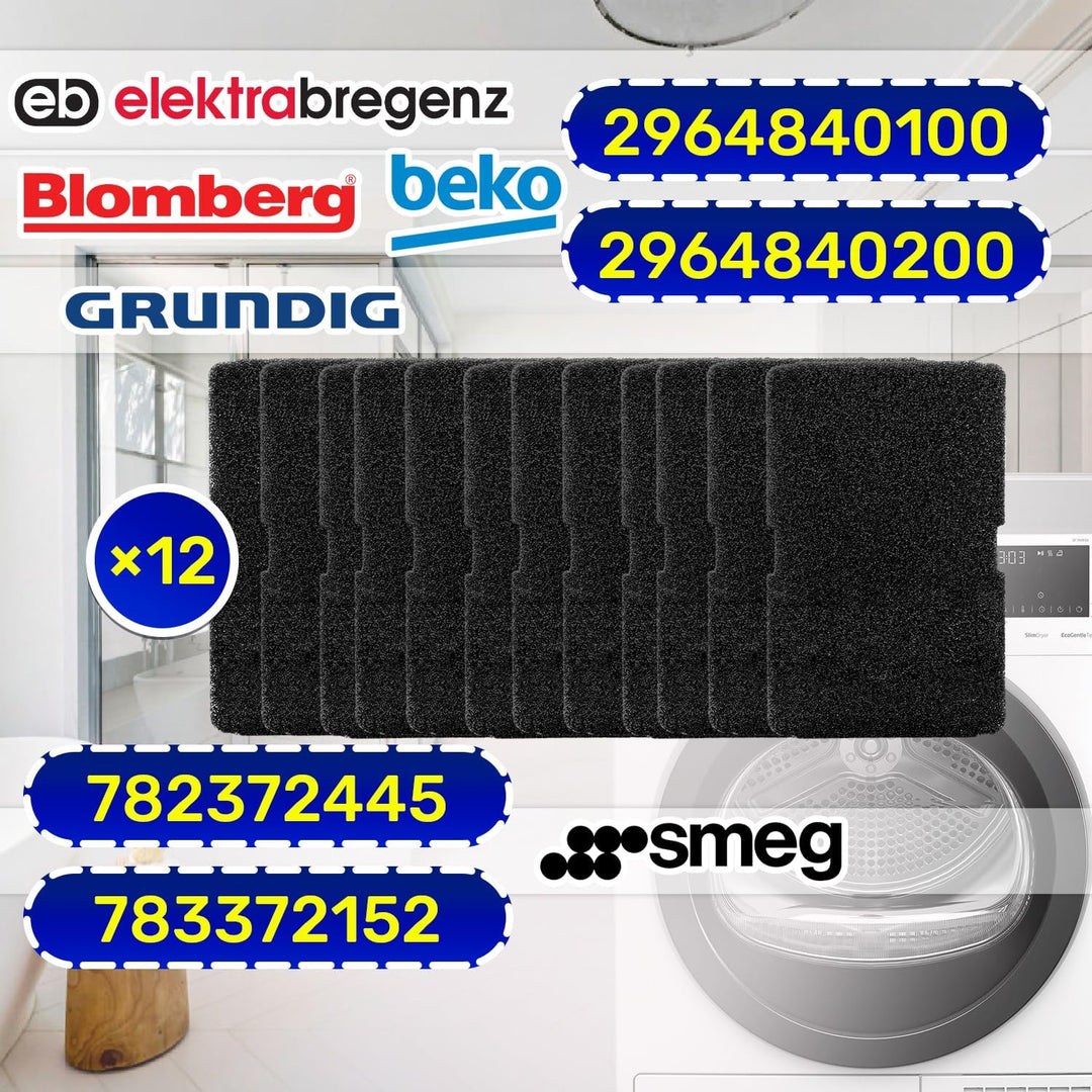 12 Stück Trockner Filter 240 x 155 x 10 mm mit dem Originalcode 2964840100 2964840200 für Beko für G