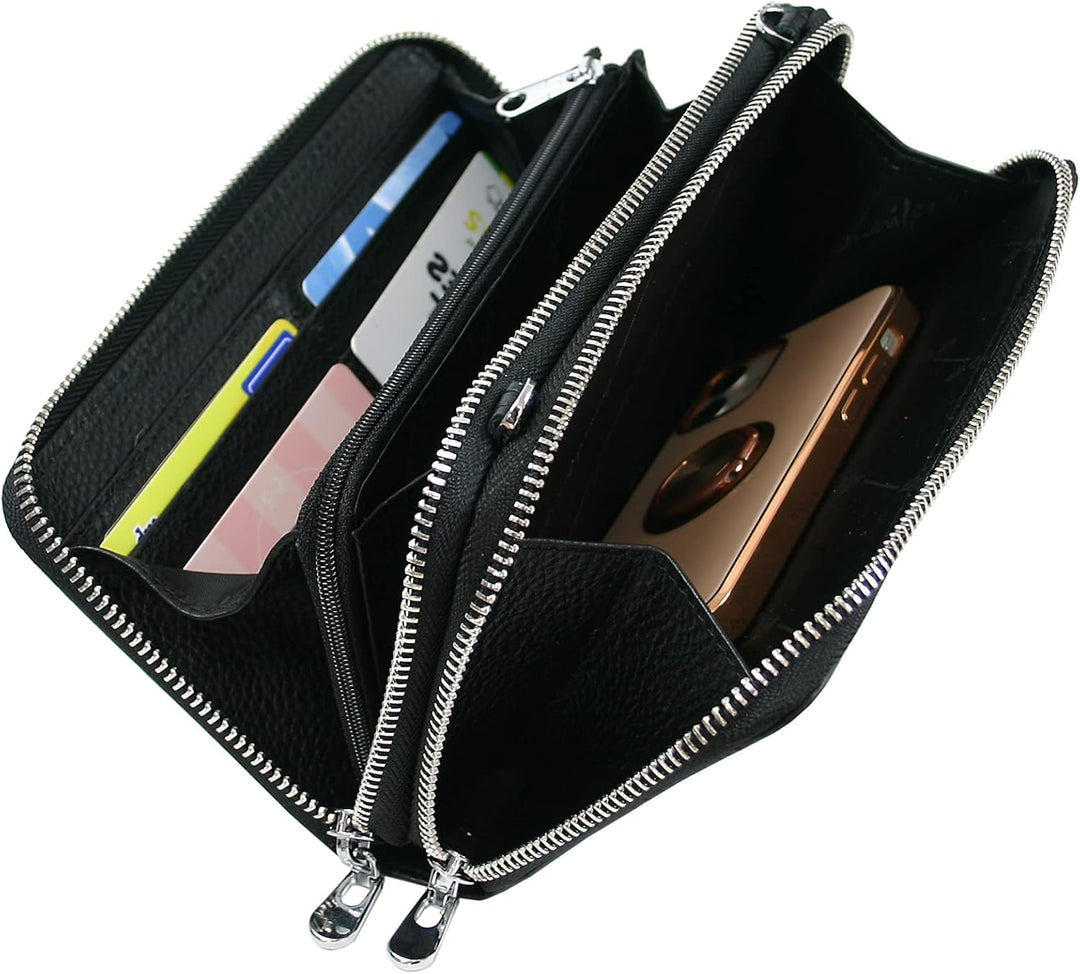 Jennifer Jones - Echt Leder Handtasche mit Handyfach - 2in1 Handytasche & Geldbörse mit RFID-Schutz