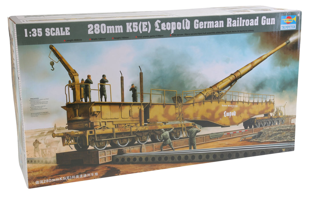 Trumpeter 00207 Modellbausatz Eisenbahngeschütz Leopold 280mm K5 (E)