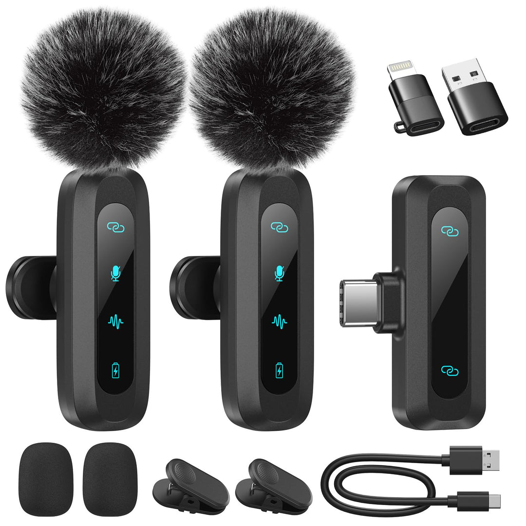 Kabelloses Lavalier-Mikrofon für iPhone, iPad, Android-Handy, 2er-Pack Mini-Mikrofon mit Rauschunter