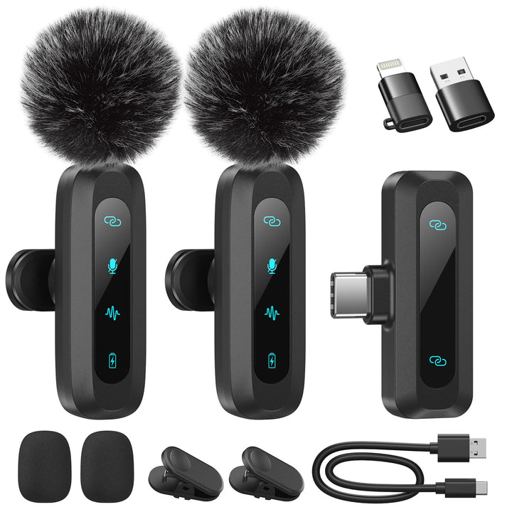 Kabelloses Lavalier-Mikrofon für iPhone, iPad, Android-Handy, 2er-Pack Mini-Mikrofon mit Rauschunter