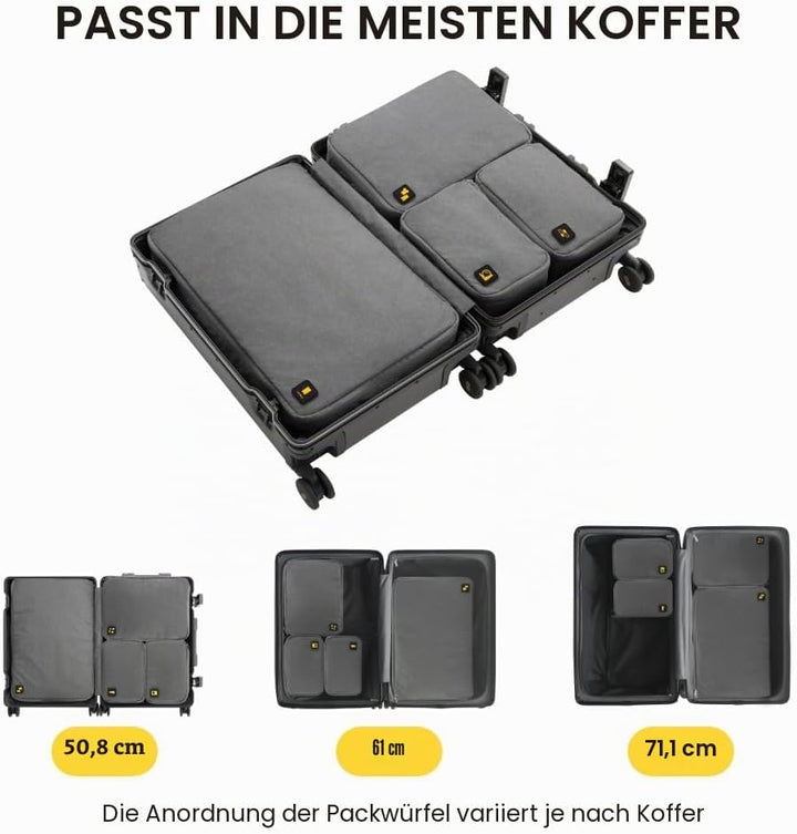 LEVEL8 Koffer Organizer Set 4-teilig Packing Cubes Set Packentaschen für Kleidung Kosmetik Schuhbeut