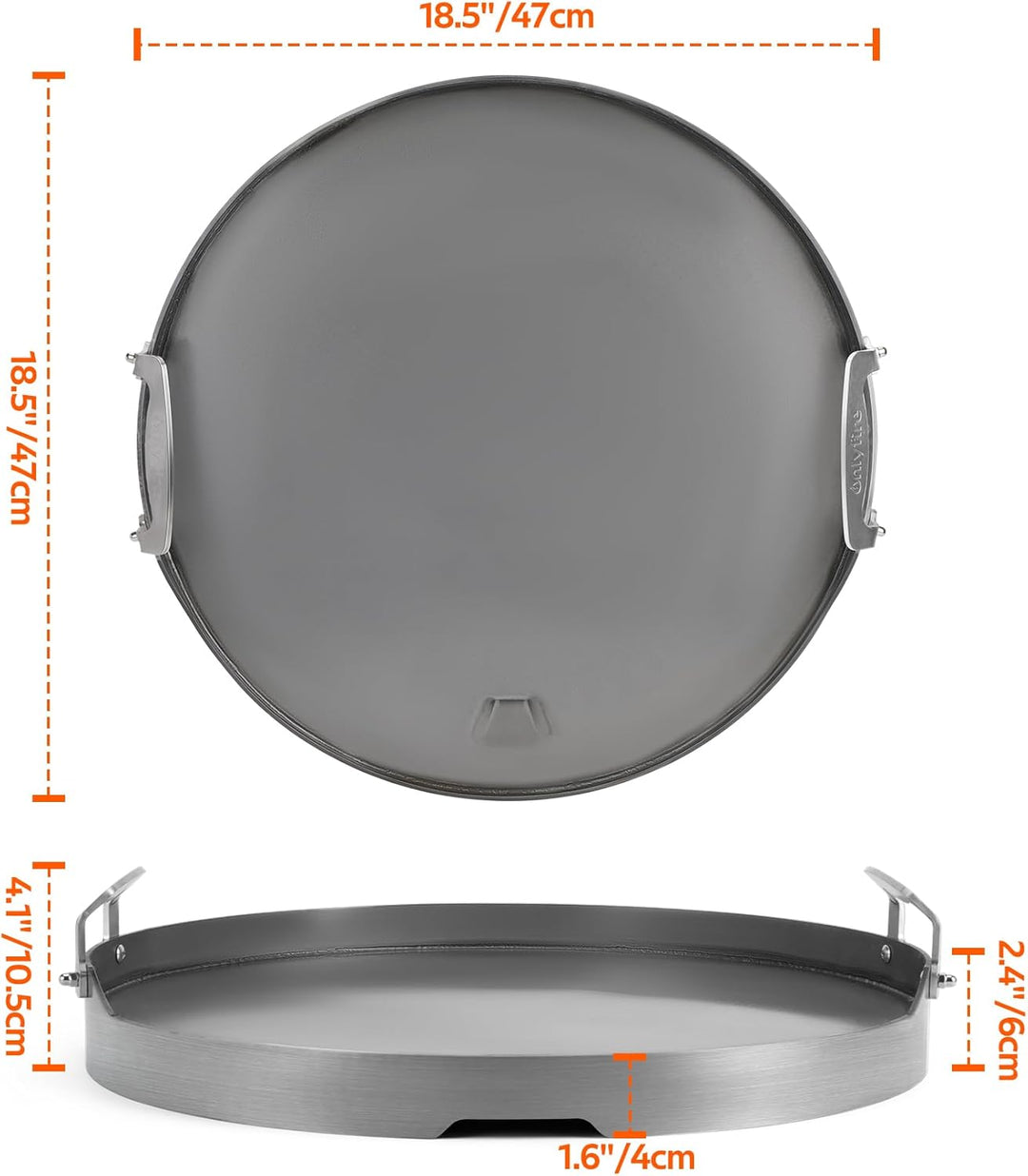 Onlyfire Plancha Grillplatte mit Abnehmbarer Griff, BBQ Grillplatten für Large Big Green Egg, Kamado