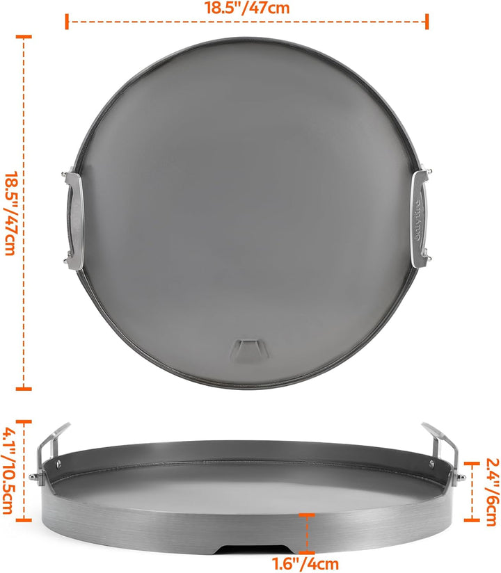 Onlyfire Plancha Grillplatte mit Abnehmbarer Griff, BBQ Grillplatten für Large Big Green Egg, Kamado