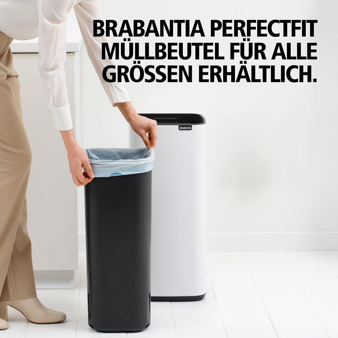 Brabantia Bo Touch Bin Küchenmülleimer 30 L (schwarzgrau), platzsparender Abfalleimer mit Soft-Touch