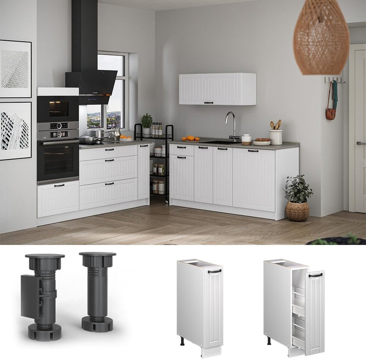 Vicco Apothekerschrank Fame-Line, Weiss Landhaus/Weiss, 20 cm | ohne Arbeitsplatte, zur Kombination