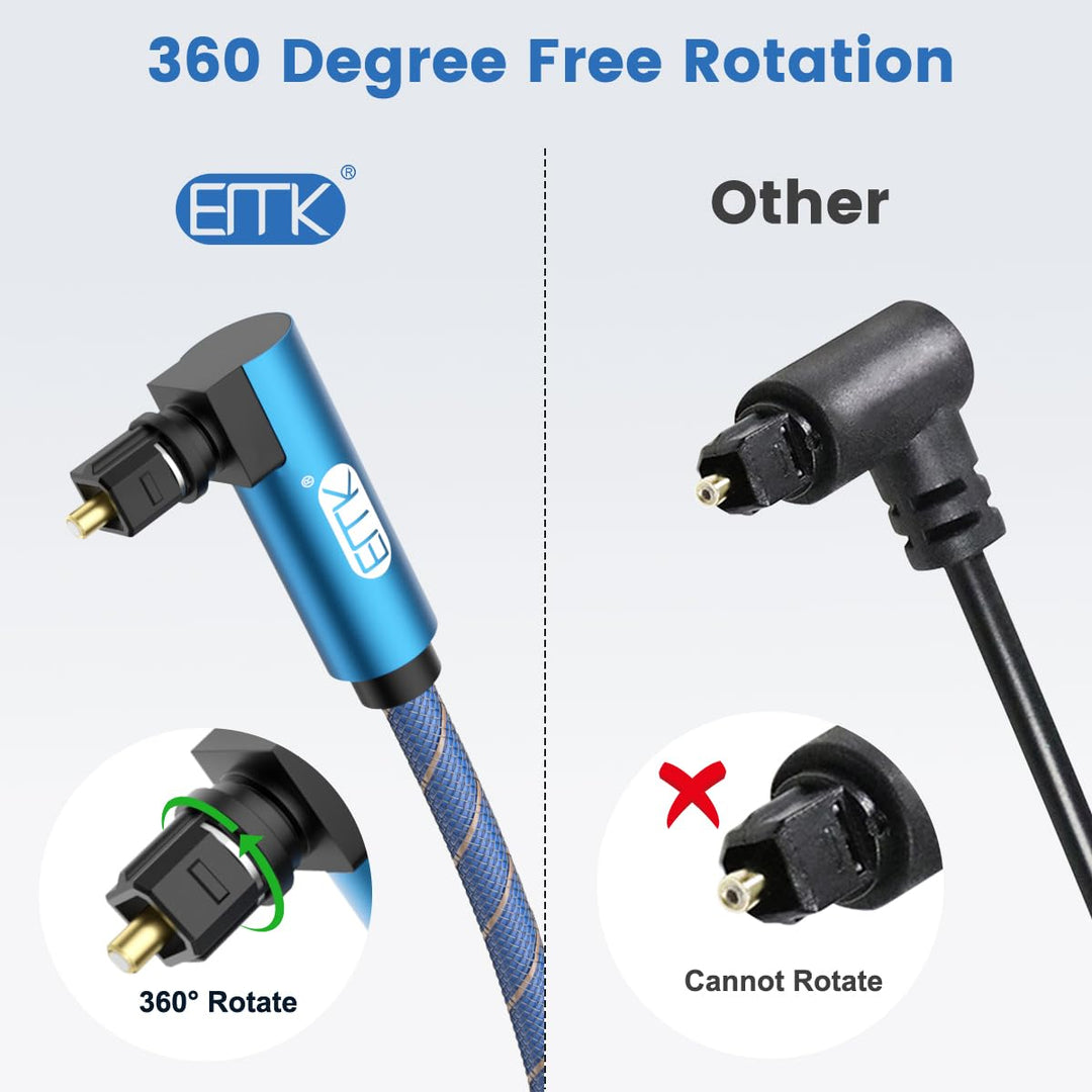 EMK 90 Grad Optisches kabel Dual Rechteck winkel Optisches Audiokabel Winkel Toslink Kabel Digitales