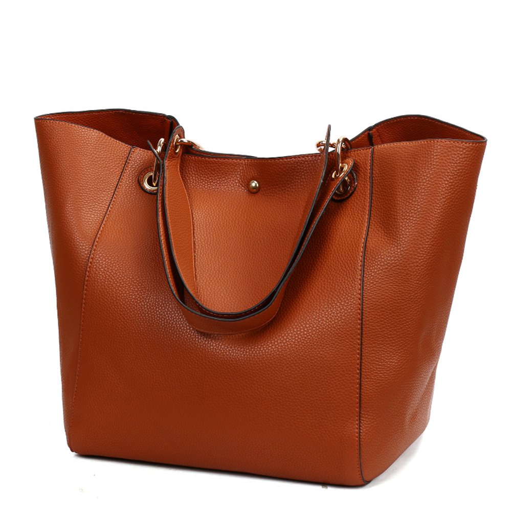 Valleycomfy Handtasche Damen Gross Shopper Tasche Leder Schwarz Klassisch Shopping Bag Braun, Braun