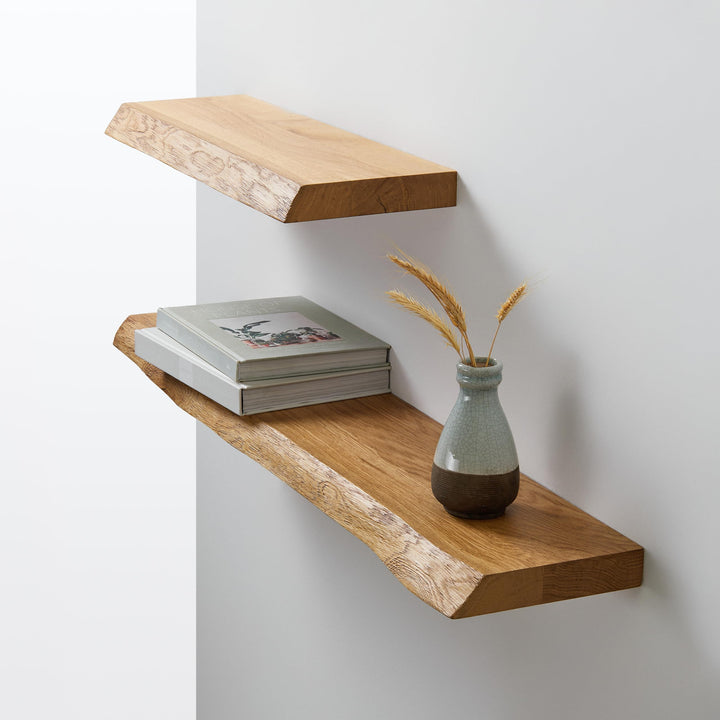 1 Original BestLoft® Wandregal Ruby mit Baumkante aus Eiche Wandboard (70cm) Baumkante 70cm, Baumkan