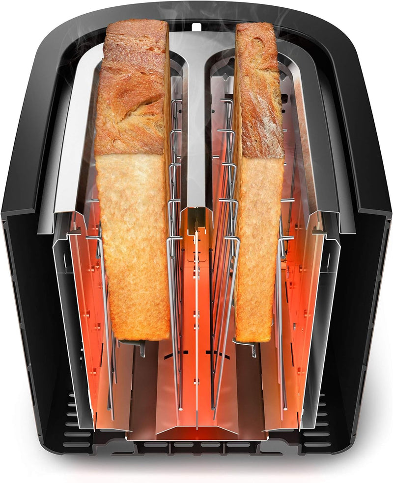 Philips HD2650/90 Toaster edelstahl (950 W, 8 Bräunungsstufen, Brötchenaufsatz, Auftau- und Aufwärmf