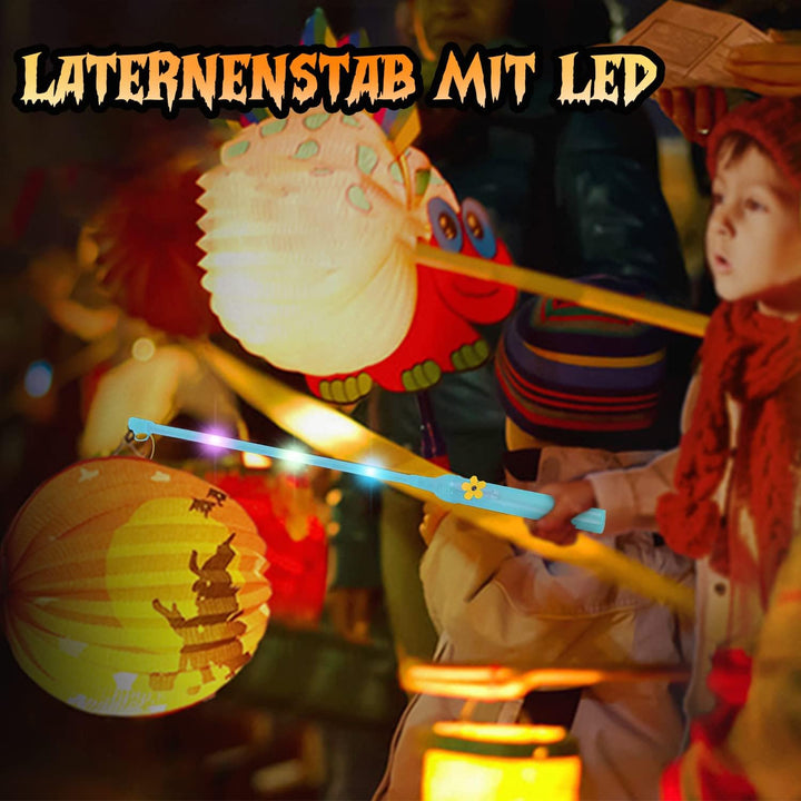 Laternenstab mit LED, LED Laternenstab Elektrisch für St Martin Halloween 4er Kinderlampenstäbe 50CM