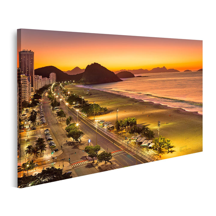islandburner Bild auf Leinwand Copacabana Strand Morgendämmerung Rio De Janeiro Brasilien Bilder Wan