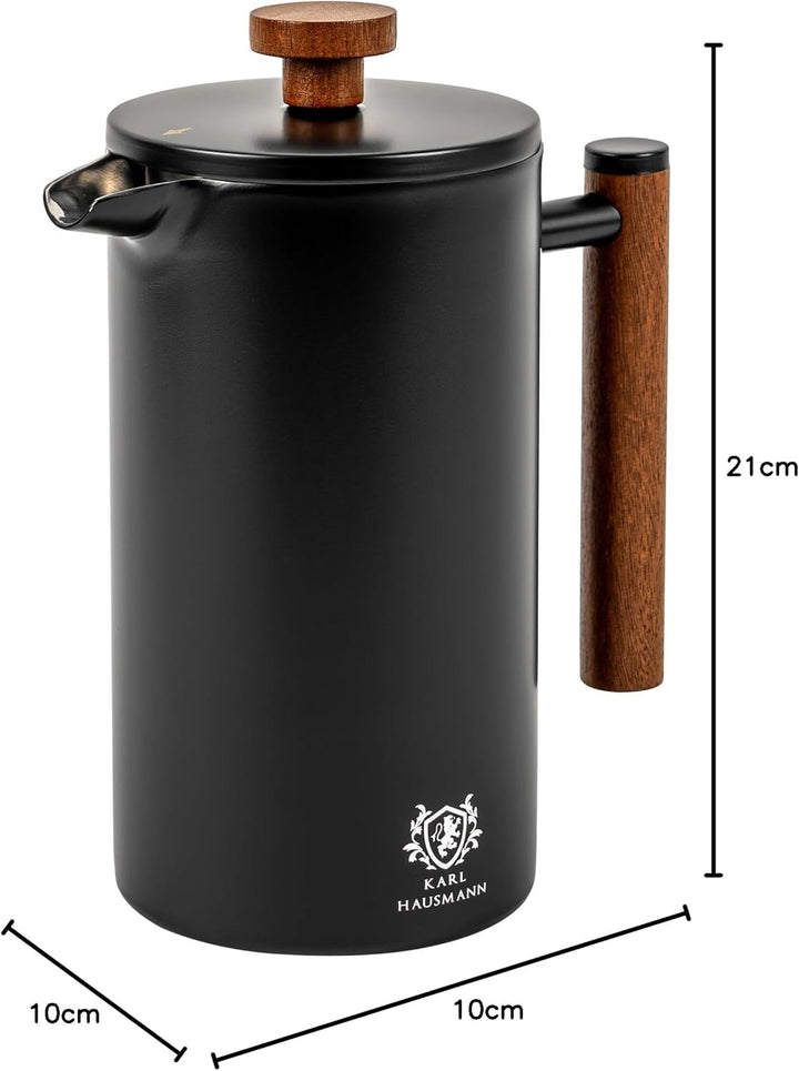Thermo French Press - 1 Liter / 8 Tassen - Kaffeebereiter aus Edelstahl - Doppelwandig - Hält lange