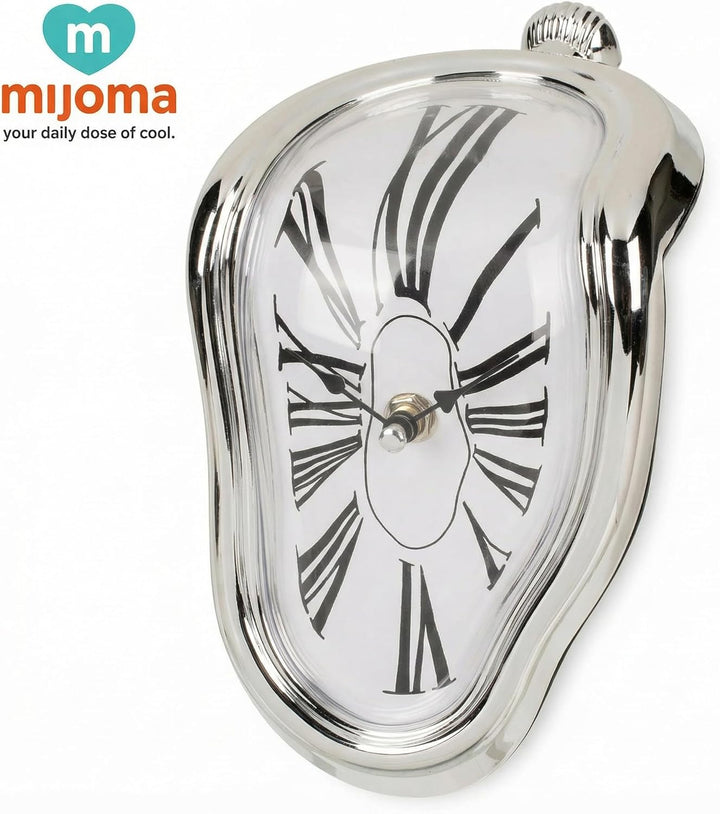 MIJOMA Melting Time Uhr – Dekorative Wanduhr im surrealistischen Design, 18 x 13 cm, Kunststoff, Sch