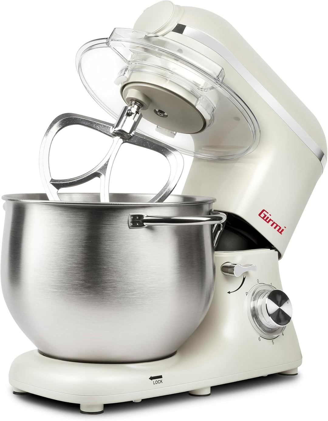Girmi IM50 Knetmaschine, 1900 W (max. 2200 W), 8 Liter, 6 Geschwindigkeitsstufen, Weiss