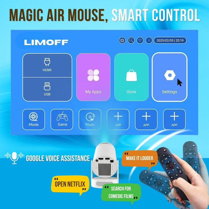 [2025 Neues Modell – inkl. HDMI-Kabel] LIMOFF Hy300 Ultra Mini Beamer – 1080P Full HD Smart Projekto