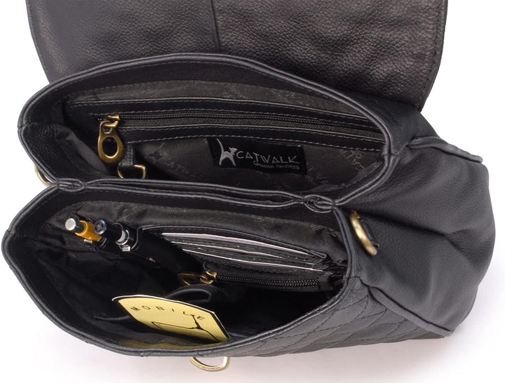 Catwalk Collection Handbags - Gesteppte Leder - Handtasche/Schultasche/Henkeltasche - Handtasche mit
