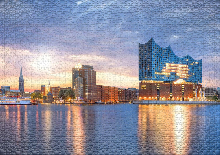Ulmer Puzzleschmiede - Puzzle „Elphi“ - klassisches 1000 Teile Puzzle - die Elbphilharmonie in Hambu