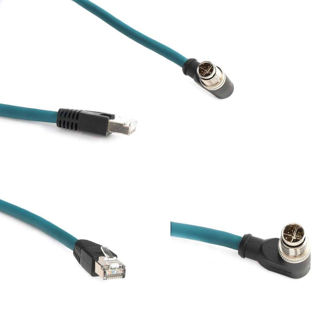 SZRMCC M12 8 Pin X-Coded Rechtwinklig Stecker auf RJ45 Ethernet Kabel Cat7e Gigabit Geschirmtes Wass
