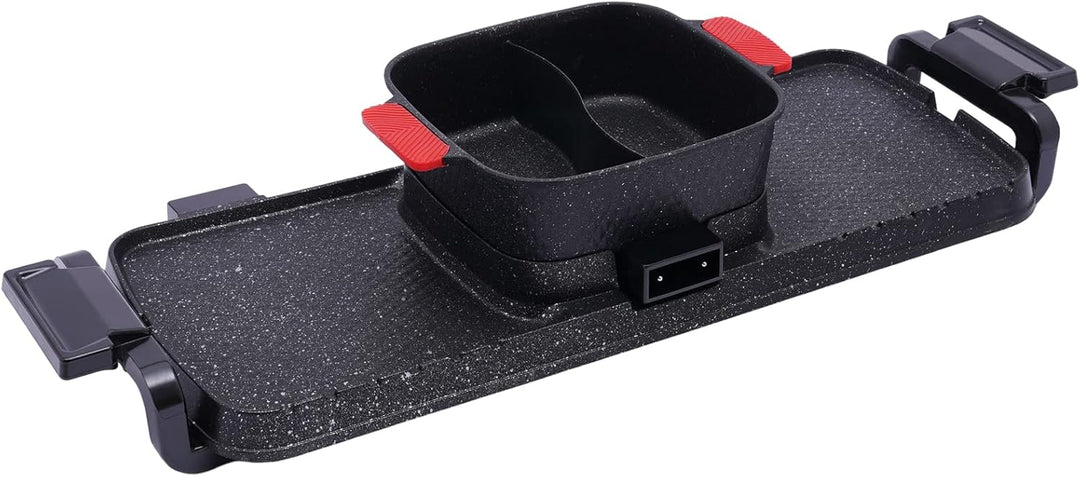 2 in 1 Elektrischer Hot Pot Grill,Multifunktionale BBQ Hot Pot,Kochplatte mit Temperaturregelung, Se