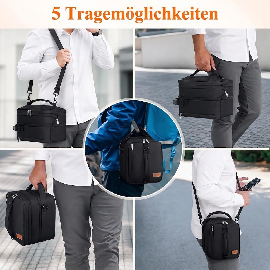 Lifewit Erweiterbare Lunchtasche 12L, Kühltasche Klein, Lunch Bag 12L Schwarz, 12L Schwarz