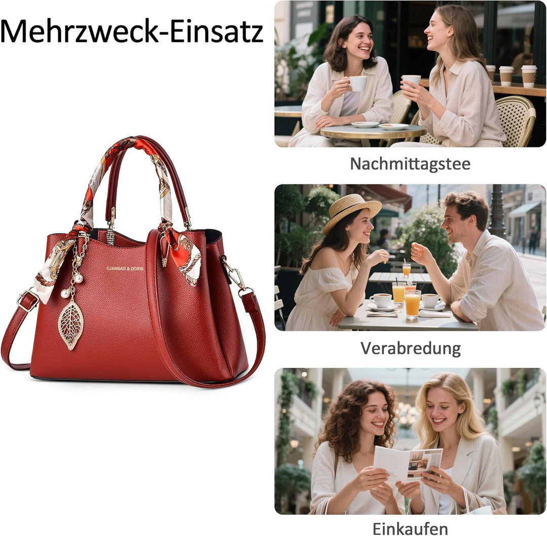 DORRISO Elegant Damen Handtasche Grosse Kapazität Schultertasche mit Einzigartigem Anhänger Umhänget