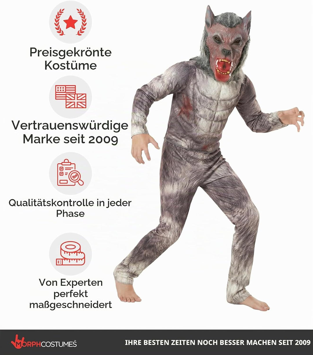 Morph Halloween Kostüm Kinder, Werwolf Kostüm Kinder, Kostüm Werwolf Kinder, Werwolf Kinder Kostüm,