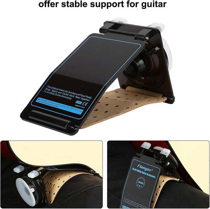 Gitarrenstütze, stabile Wandhalterung mit weichem Saugnapf und verschleissfestem PU-Gurt Gitarrenhal