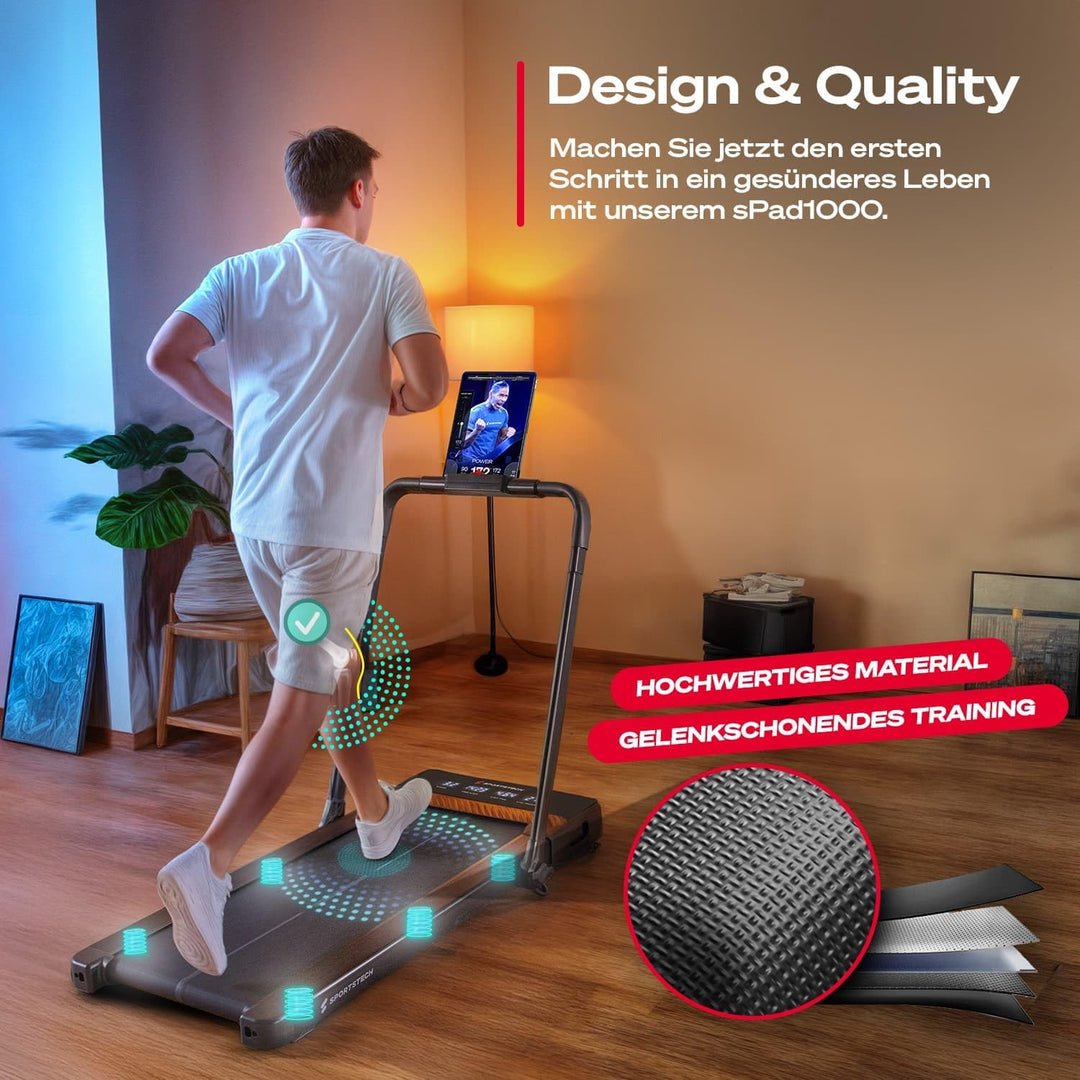 Sportstech Walking Pad mit automatischer Steigung, Laufband für Zuhause, Büro & Schreibtisch, klappb