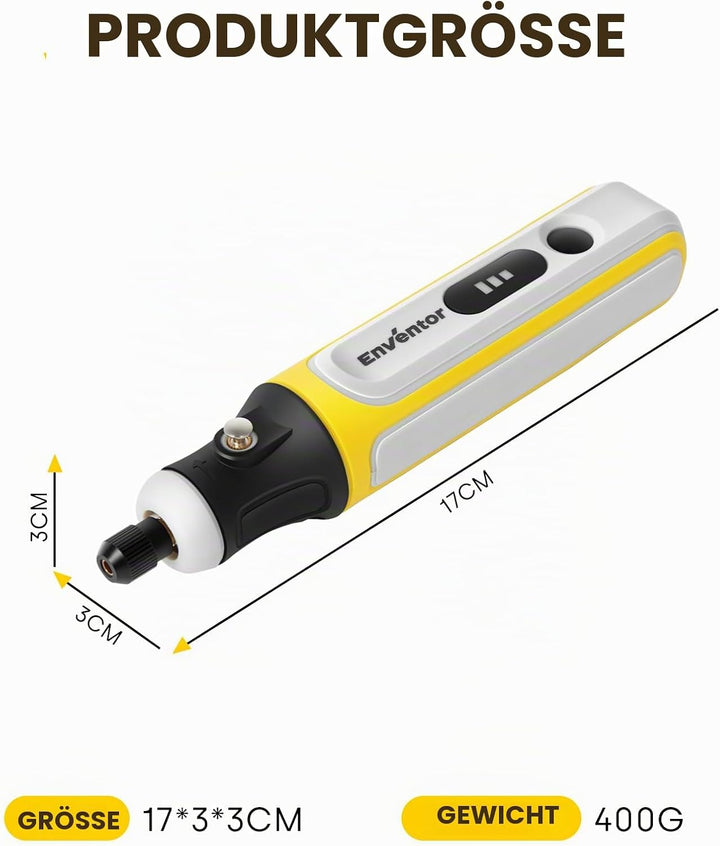 ENVENTOR Mini Multifunktionswerkzeug Akku, 4V Rotationswerkzeug mit 75 Zubehör, 5000-16000RPM, 3 Ein