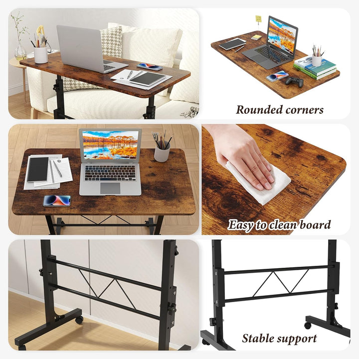80x40cm Laptoptisch mit Rollen, Laptoptisch Höhenverstellbarer 69-110 cm, Computertisch Mobiler Steh