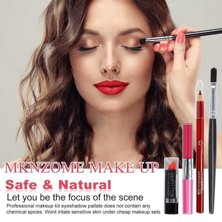 MKNZOME Schmink Make-Up Set, Professionelles Kosmetische Schmink Set mit Lidschatten Lippengloss Rou