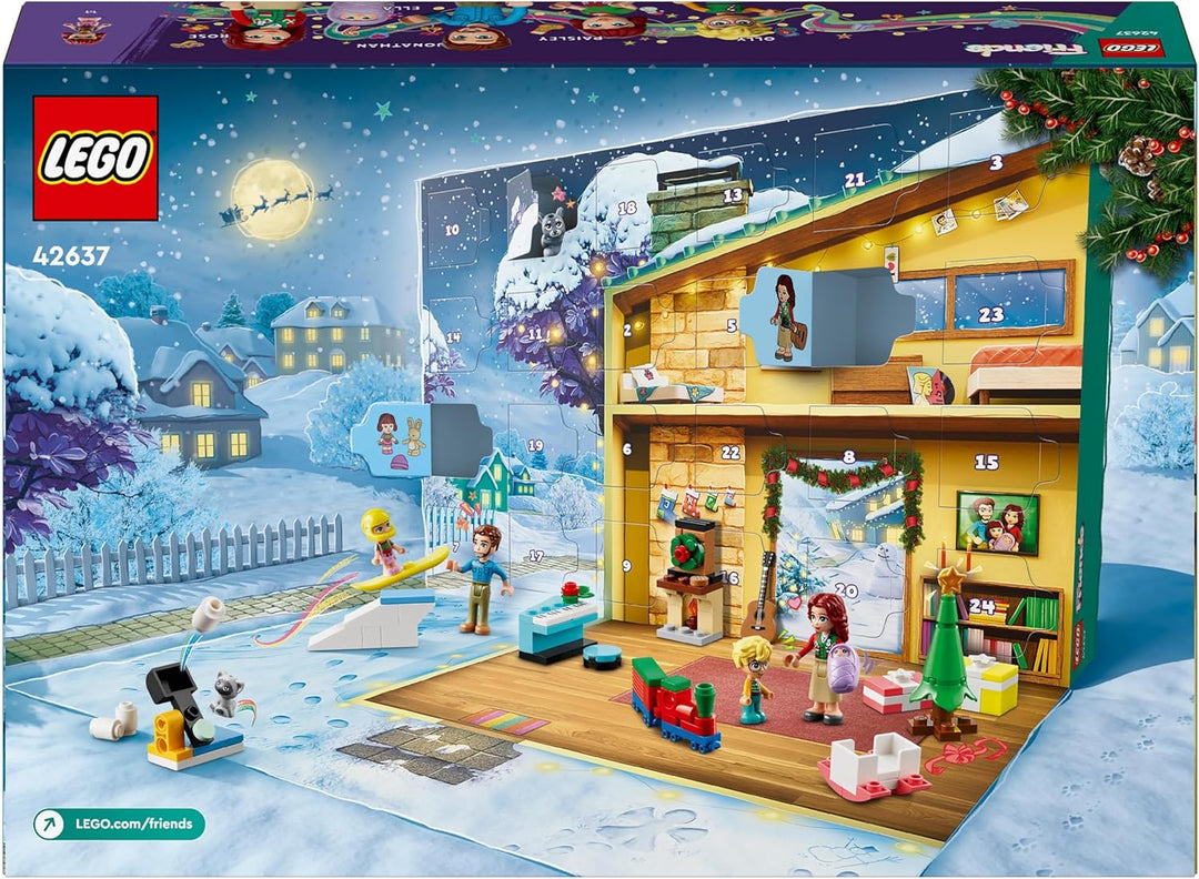 LEGO Friends Adventskalender 2024, vorweihnachtliches Kinderspielzeug mit 5 Charakteren und 3 Tieren