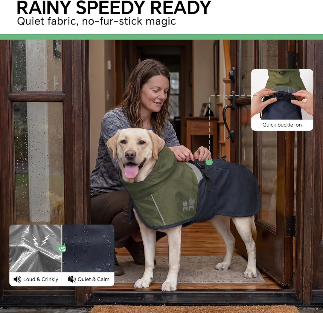 Luciphia Regenmantel Hund Wasserdicht,Reflektierende Hundemantel mit Kapuze und Taschen, Grössenvers