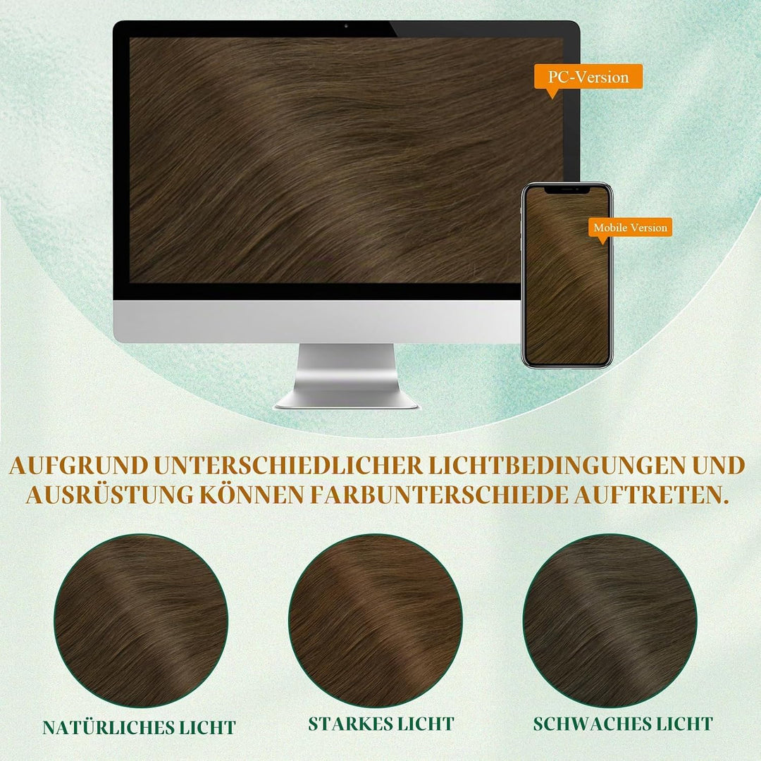 Easyouth Echthaar Extensions Mit Draht Braun Wire Extension Echthaar Mittelbraun Fish Line Extension