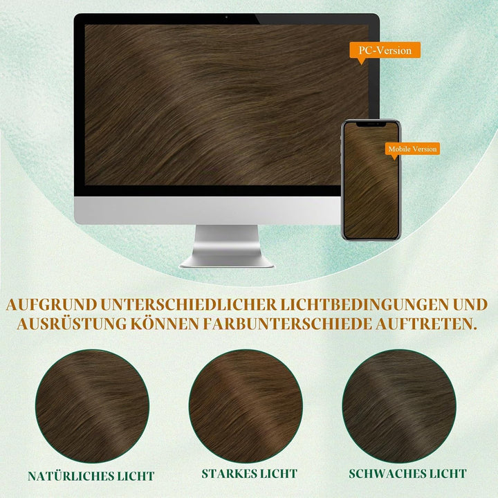 Easyouth Echthaar Extensions Mit Draht Braun Wire Extension Echthaar Mittelbraun Fish Line Extension