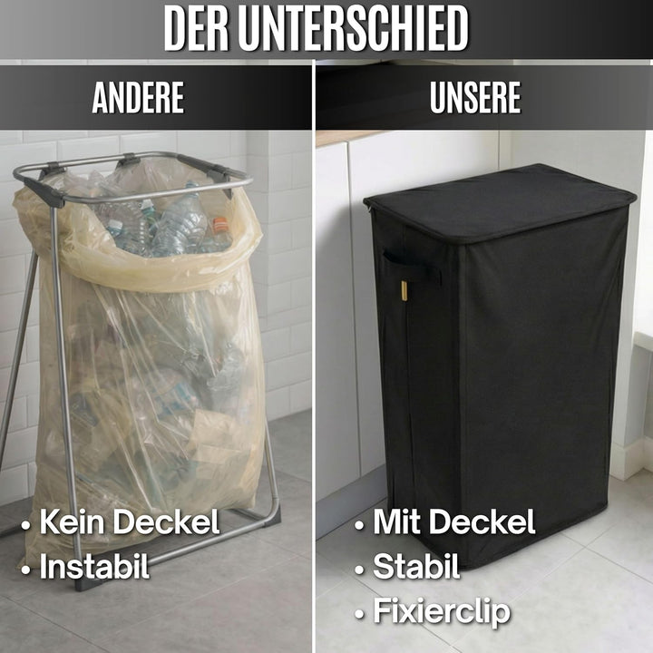Gelber Sack Ständer 90L – Stabiler Müllsackständer für Gelbe Säcke 60–120L mit Halteclips & Metallra