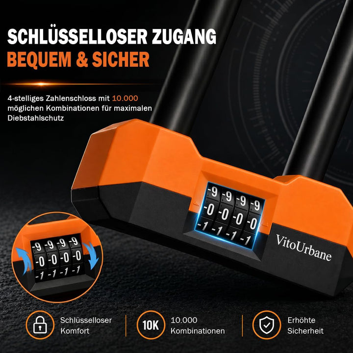 Fahrradschloss hohe Sicherheit 2-in-1 Set, 18 mm Bügelschloss Fahrrad & 120 cm Kettenschloss (7 mm),