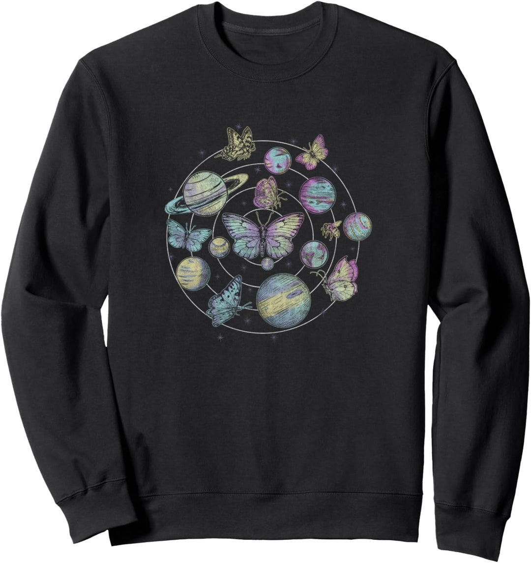 Planet Butterflies Gradient Solar System Sweatshirt