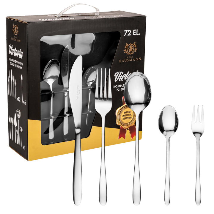 KARL HAUSMANN Besteck Set 12 Personen, 72 teilig Edelstahl Besteckset in Geschenkbox - Essbesteck mi