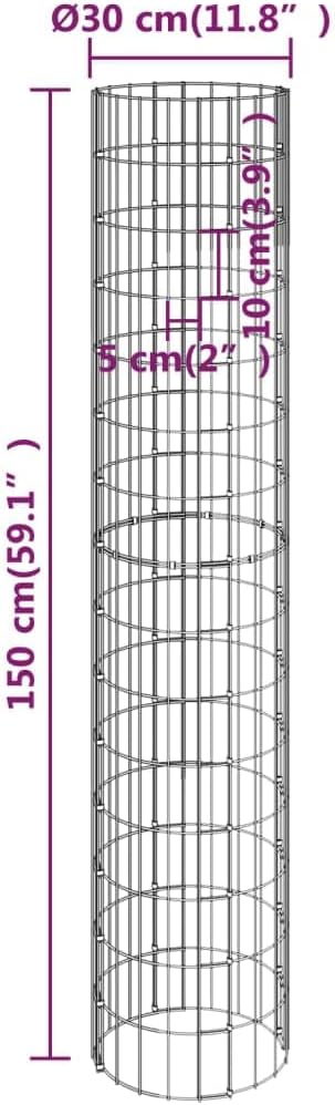 WIFESE 30x200 cm 4 Stück Gabionen Hochbeet Rund Gabionenkorb Gabionenwand Gabionen Zaun Steinkorb Ga
